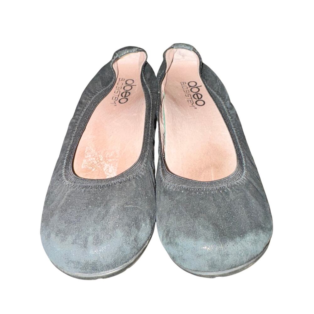 Abeo Tia Ballet Flats Women's Size 8 N Black Shimmer Leather Comfort Shoes